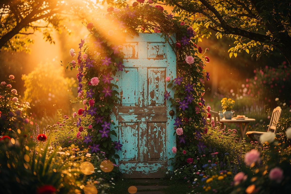 Ludzie zaczynają wieszać stare drzwi w ogrodzie, a ogrodnik chwali pomysł za wyniki